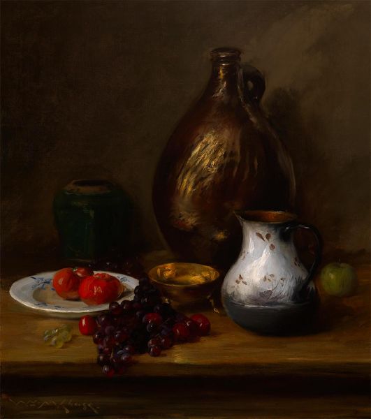 Stilleben (Obst und Töpferwaren), c.1905/06 | William Merritt Chase | Giclée Leinwand Kunstdruck