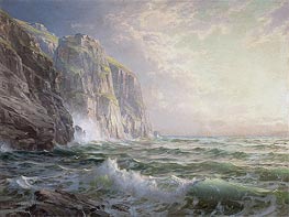William Trost Richards | Rocky Cliff with Stormy Sea, Cornwall, 1902 | Giclée Canvas Print