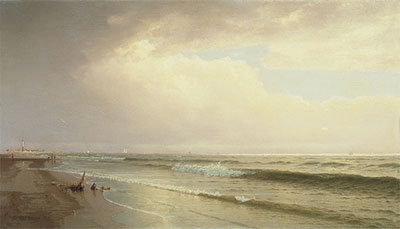 Seascape with Distant Lighthouse, Atlantic City, New Jersey, 1873 | William Trost Richards | Giclée Canvas Print