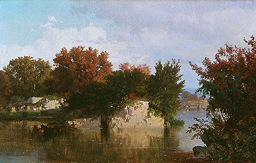 Trees along Stream in Fall, 1861 | William Trost Richards | Giclée Leinwand Kunstdruck