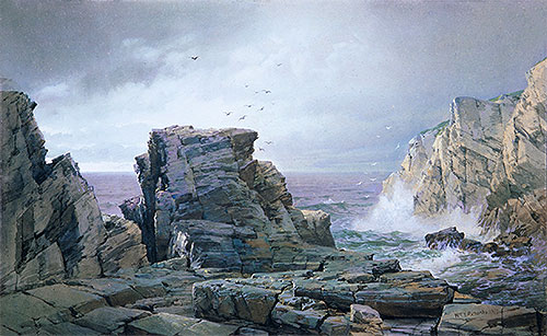 A Rocky Coast, 1877 | William Trost Richards | Giclée Leinwand Kunstdruck