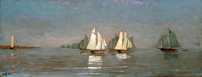 Gloucester, Mackerel Fleet at Dawn, 1884 | Winslow Homer | Giclée Leinwand Kunstdruck