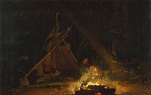 Camp Fire, 1880 | Winslow Homer | Giclée Leinwand Kunstdruck