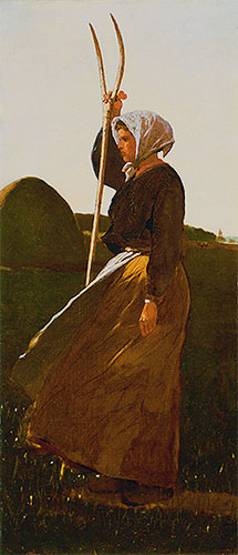Girl with Pitchfork, 1867 | Winslow Homer | Giclée Leinwand Kunstdruck