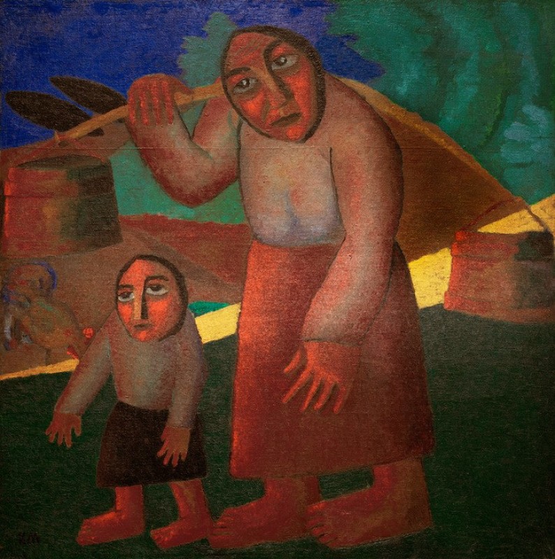 Woman with Buckets and Child, 1912 | Kazimir Malevich | Giclée Canvas Print