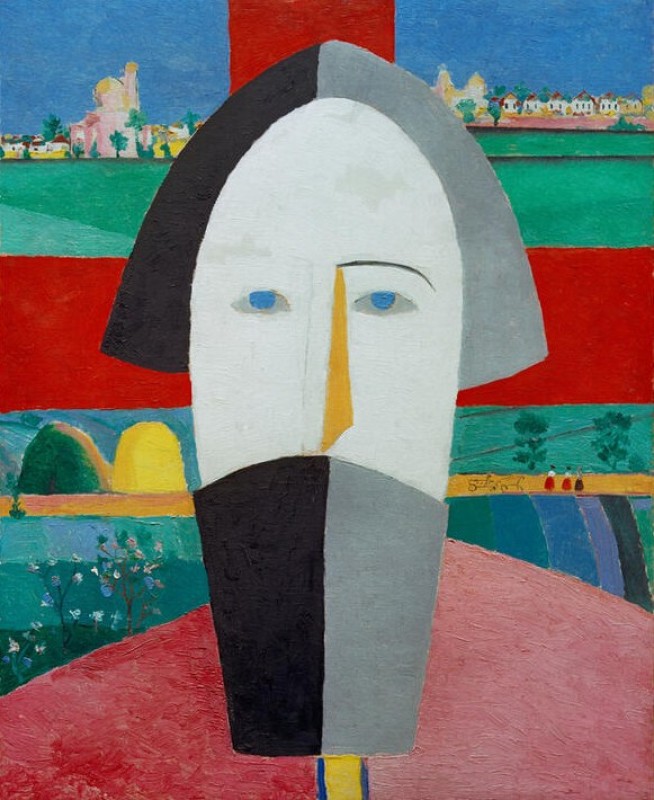 Head of a Farmer (with red cross), 1928 | Kazimir Malevich | Giclée Canvas Print